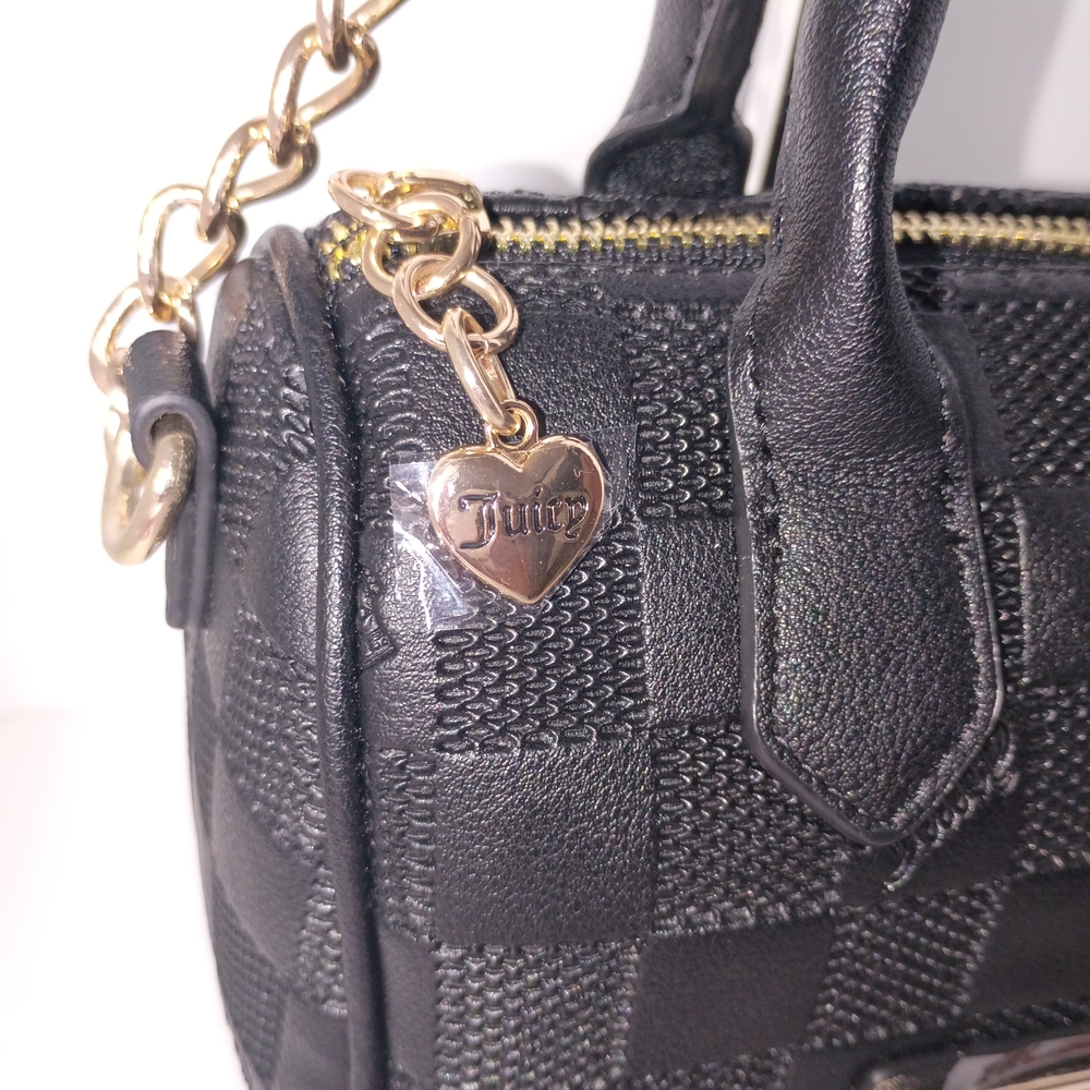 Juicy Couture Miss Independent Black Checker Mini Satchel with Cherry Charm - Picture 8 of 15